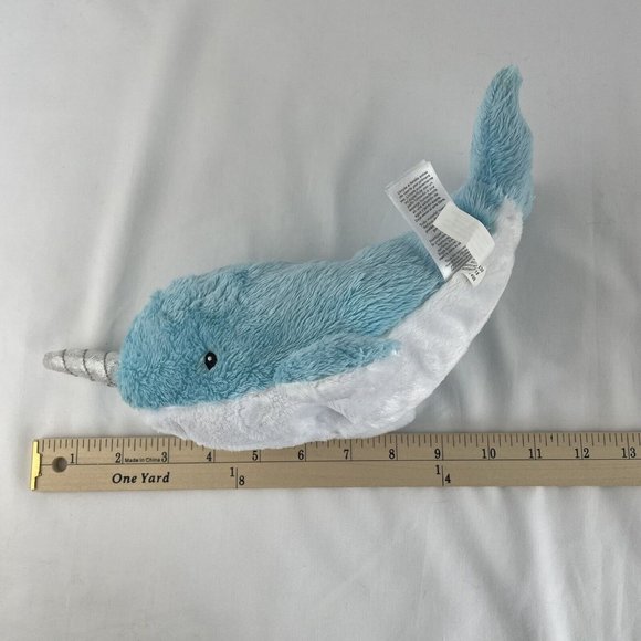 Carters Narwhal 11" Plush Blue Silver Horn Stuffed Animal Toy Embroidered Eyes - Picture 7 of 7
